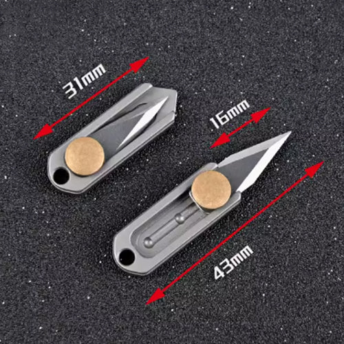Titanium mini pusher knife, can be attached to a keychain.