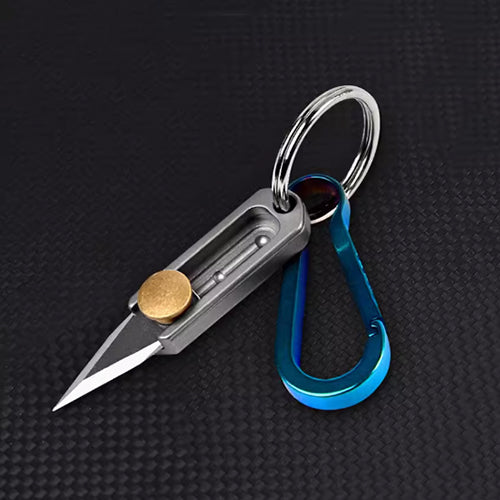 Titanium mini pusher knife, can be attached to a keychain.
